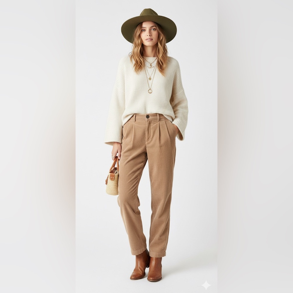 Group Babaton Aritzia Quota Corduroy Pant Pleated Trousers Sz 00 - Picture 14 of 14